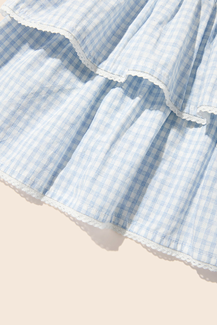 Elastic Waist Gingham Check Tiered Skirt|yescci