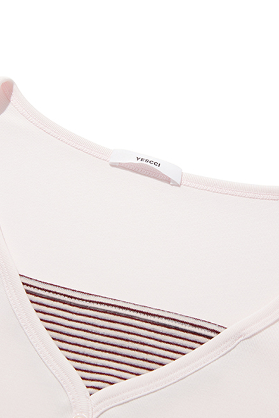 Fitted Striped Panel V-Neck Tee|yescci-YESCCI.com