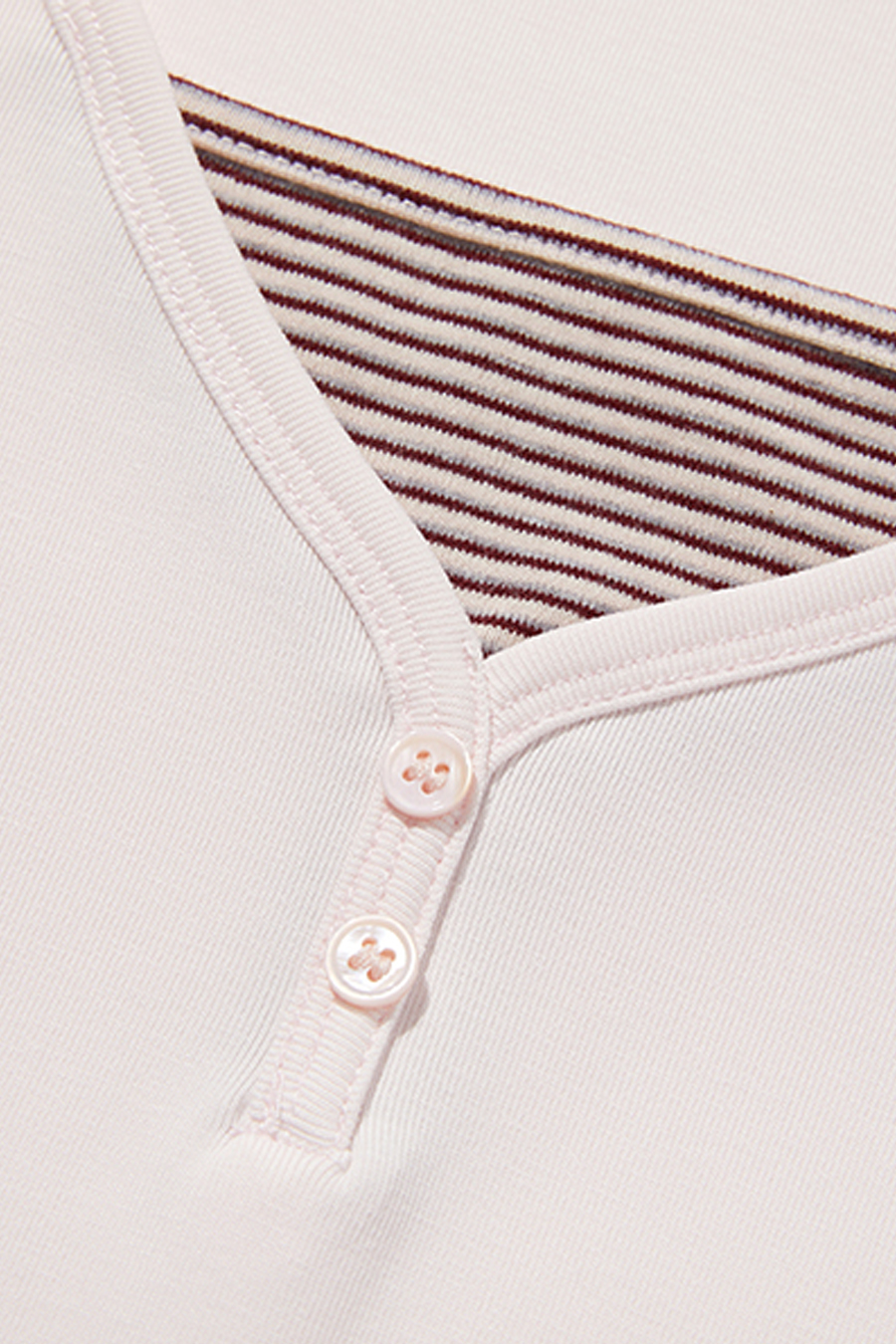 Fitted Striped Panel V-Neck Tee|yescci-YESCCI.com