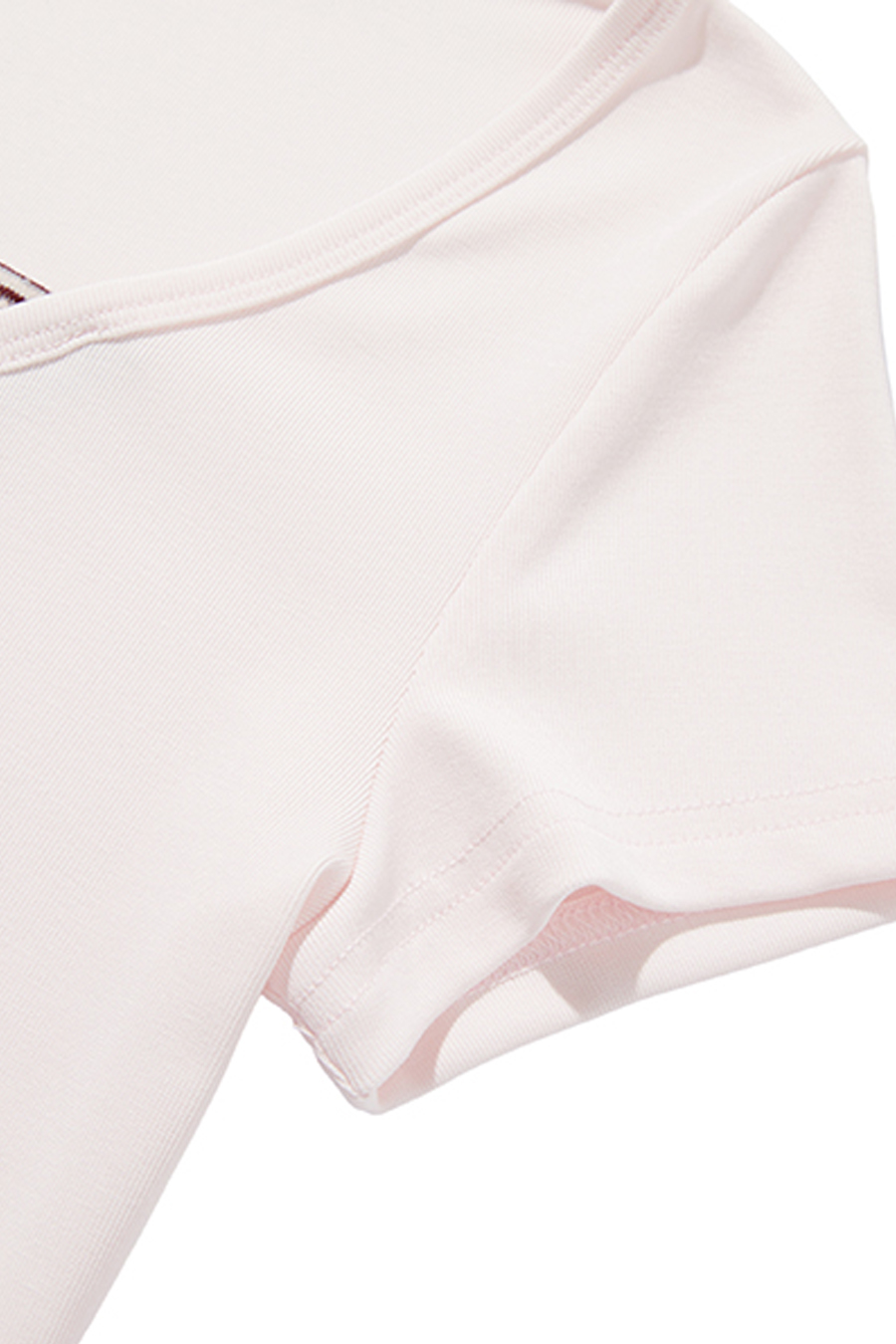 Fitted Striped Panel V-Neck Tee|yescci-YESCCI.com