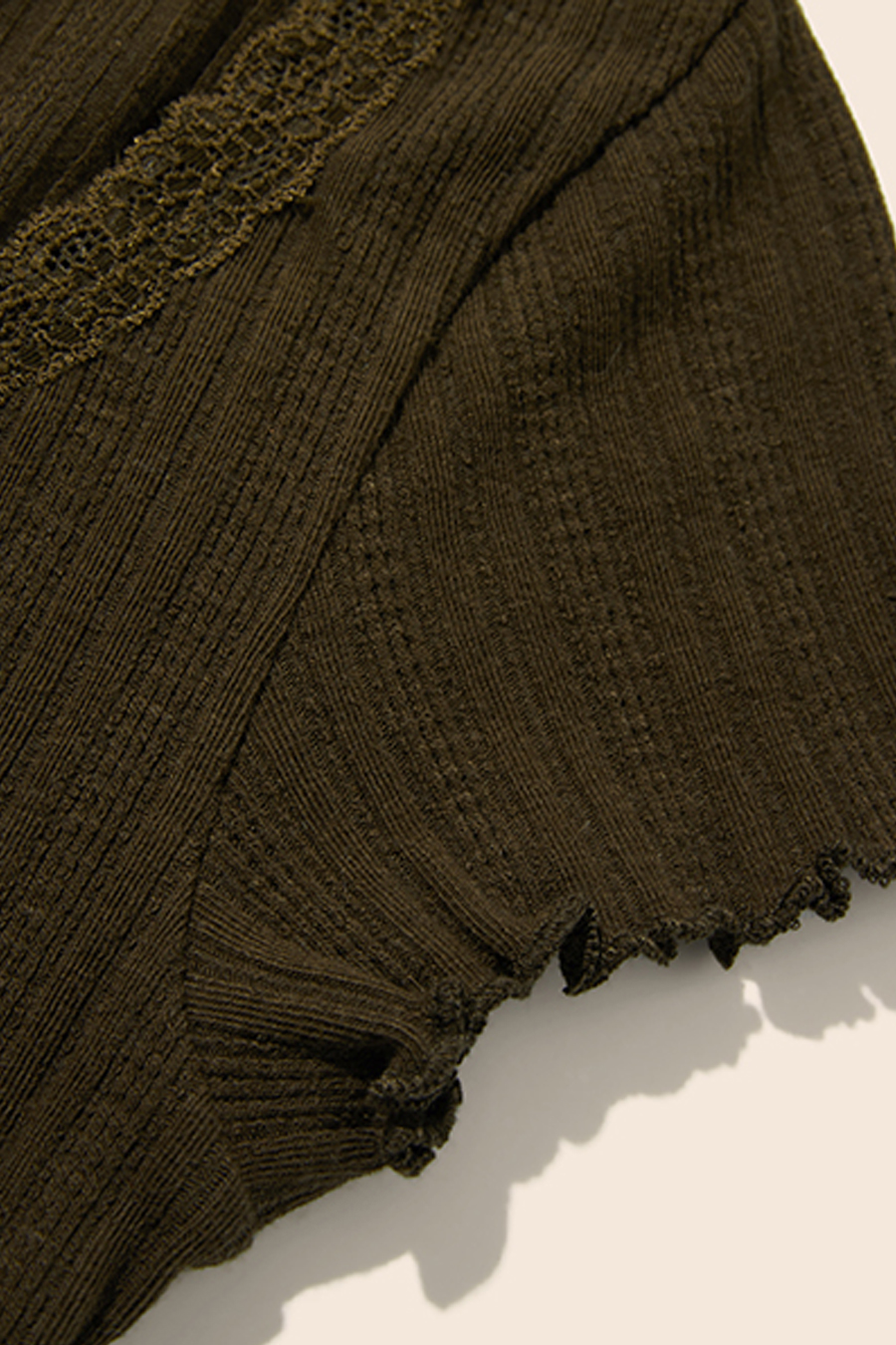 Lace Trim Knit Top|yescci-YESCCI.com