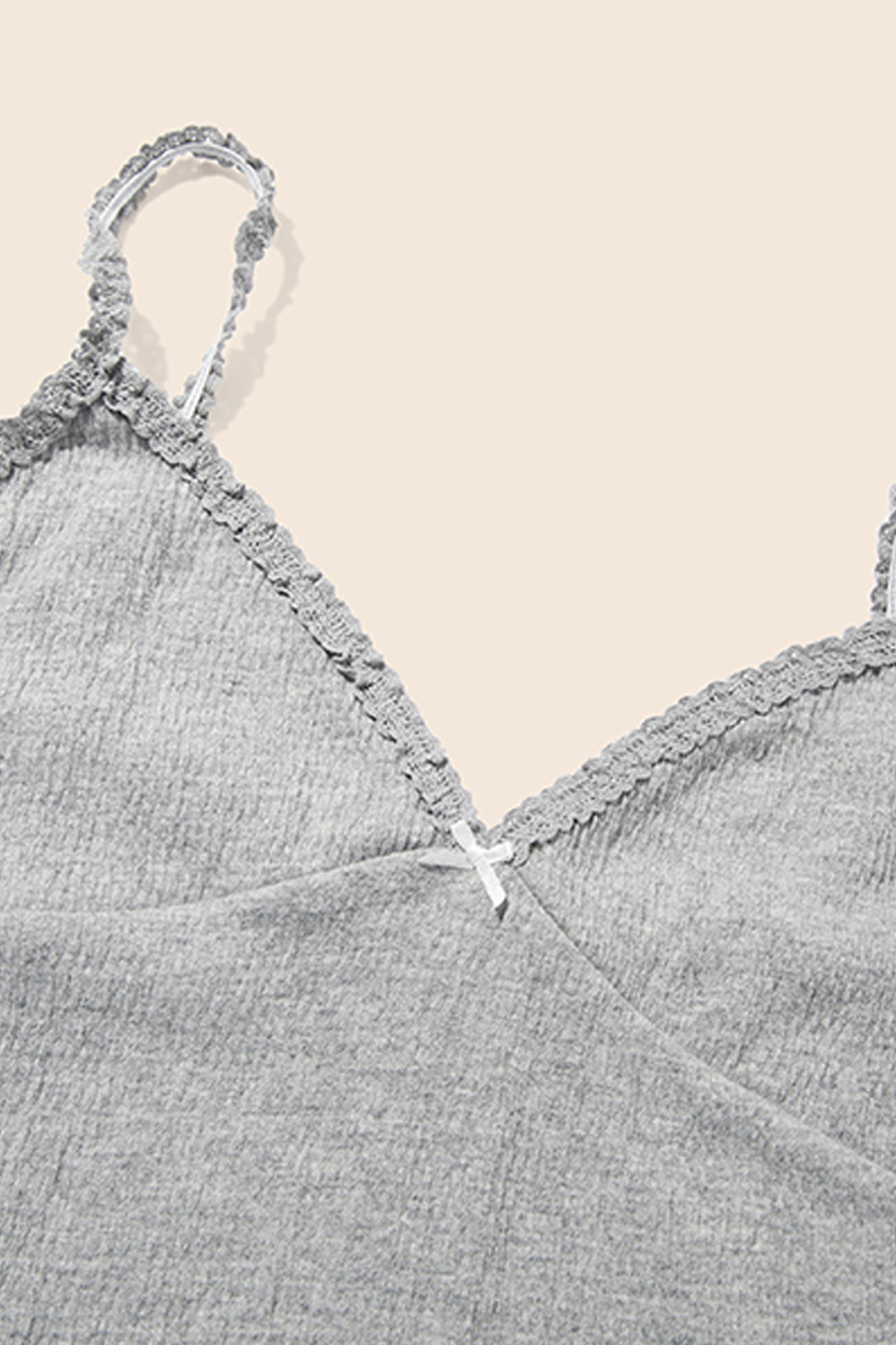 Lace Trim Ruffle Hem V-Neck Cami|yescci-YESCCI.com
