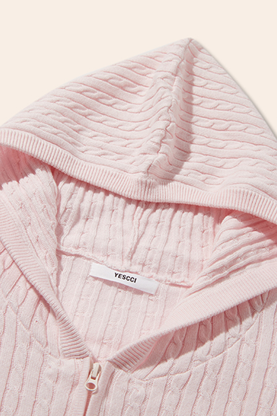 Textured Knit Hooded Jacket|yescci-YESCCI.com