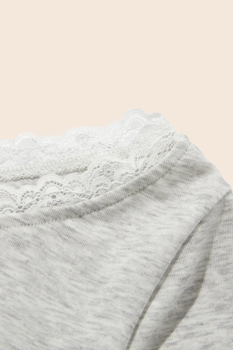 Lace Neckline Side Tie Knit Top|yescci-YESCCI.com