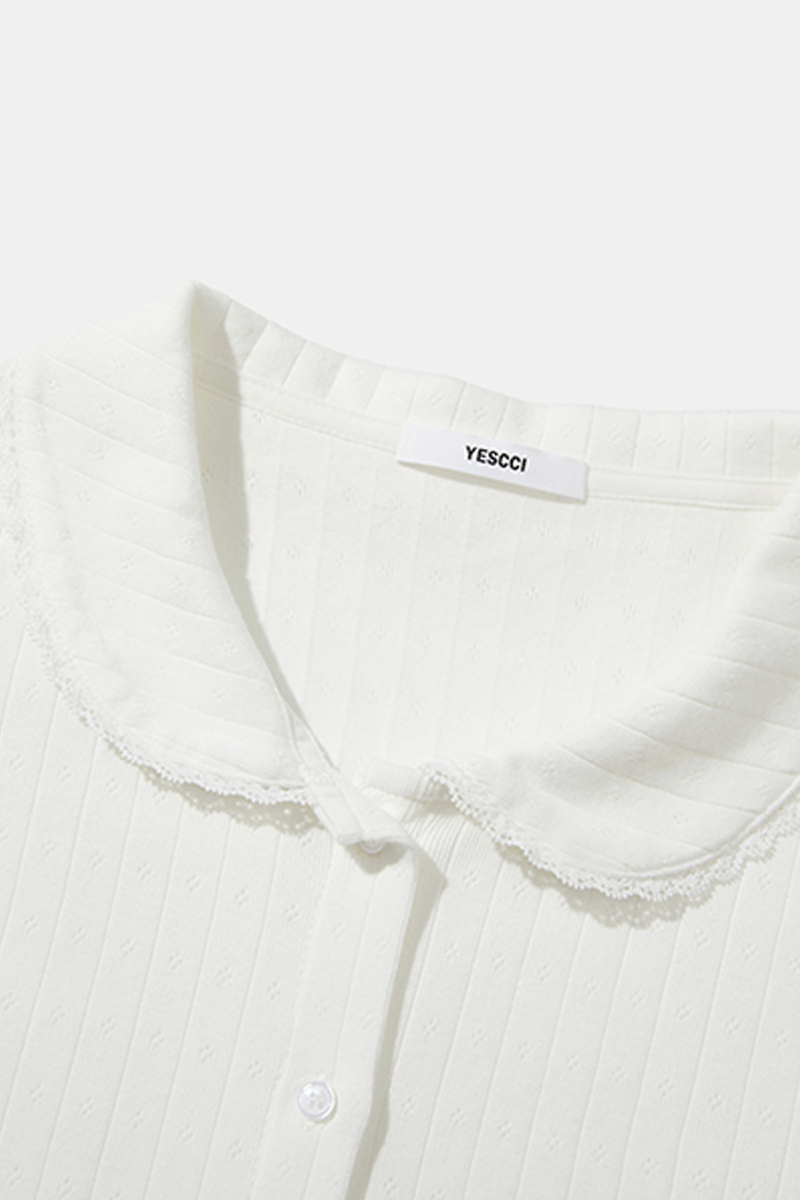 Lace Trim Peter Pan Collar Tee|yescci-YESCCI.com