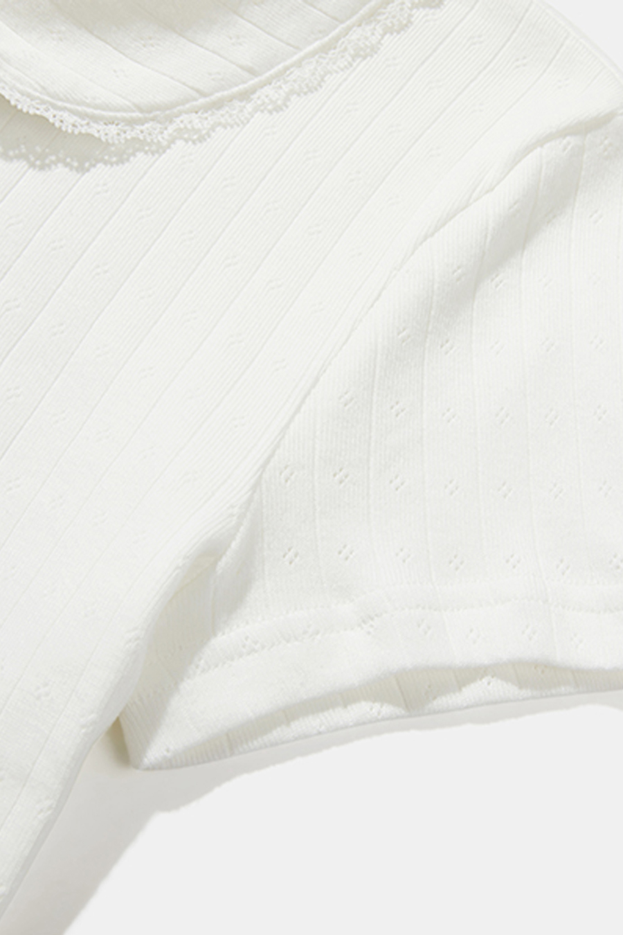 Lace Trim Peter Pan Collar Tee|yescci-YESCCI.com