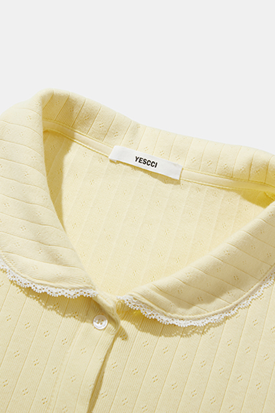 Lace Trim Peter Pan Collar Tee|yescci-YESCCI.com