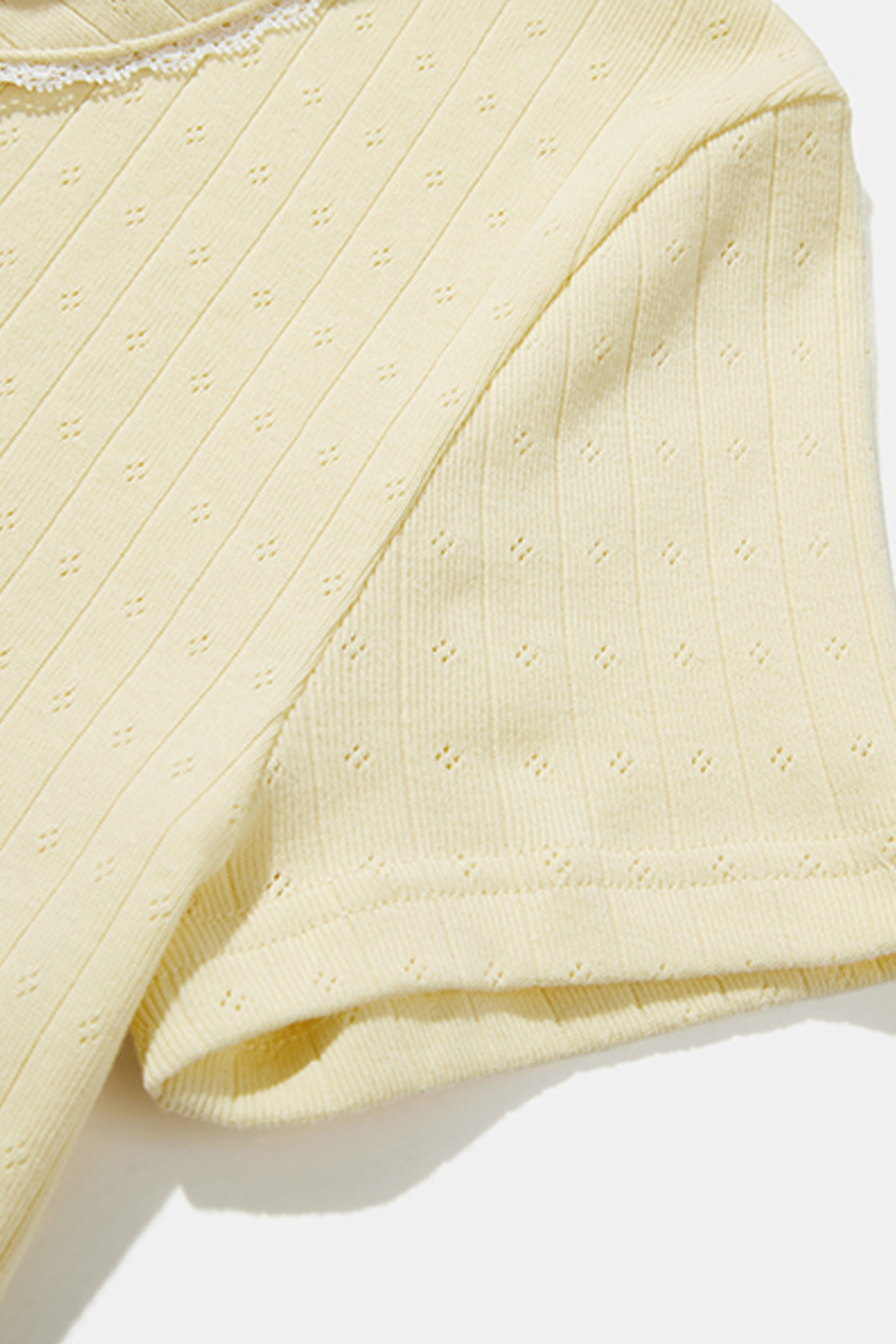 Lace Trim Peter Pan Collar Tee|yescci-YESCCI.com