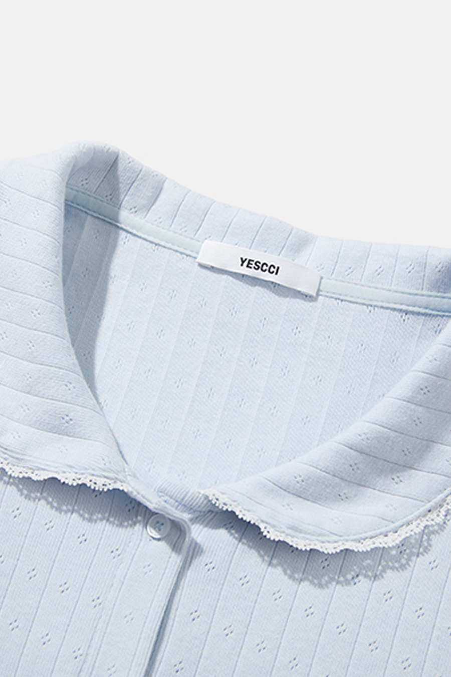 Lace Trim Peter Pan Collar Tee|yescci-YESCCI.com