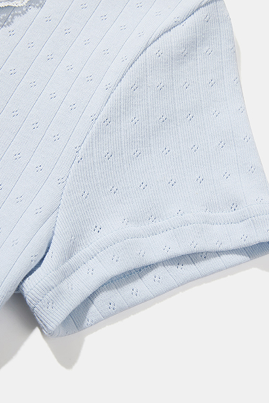 Lace Trim Peter Pan Collar Tee|yescci-YESCCI.com