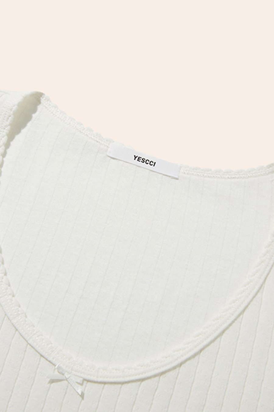 U-Neck Lace Trim T-Shirt|yescci-YESCCI.com