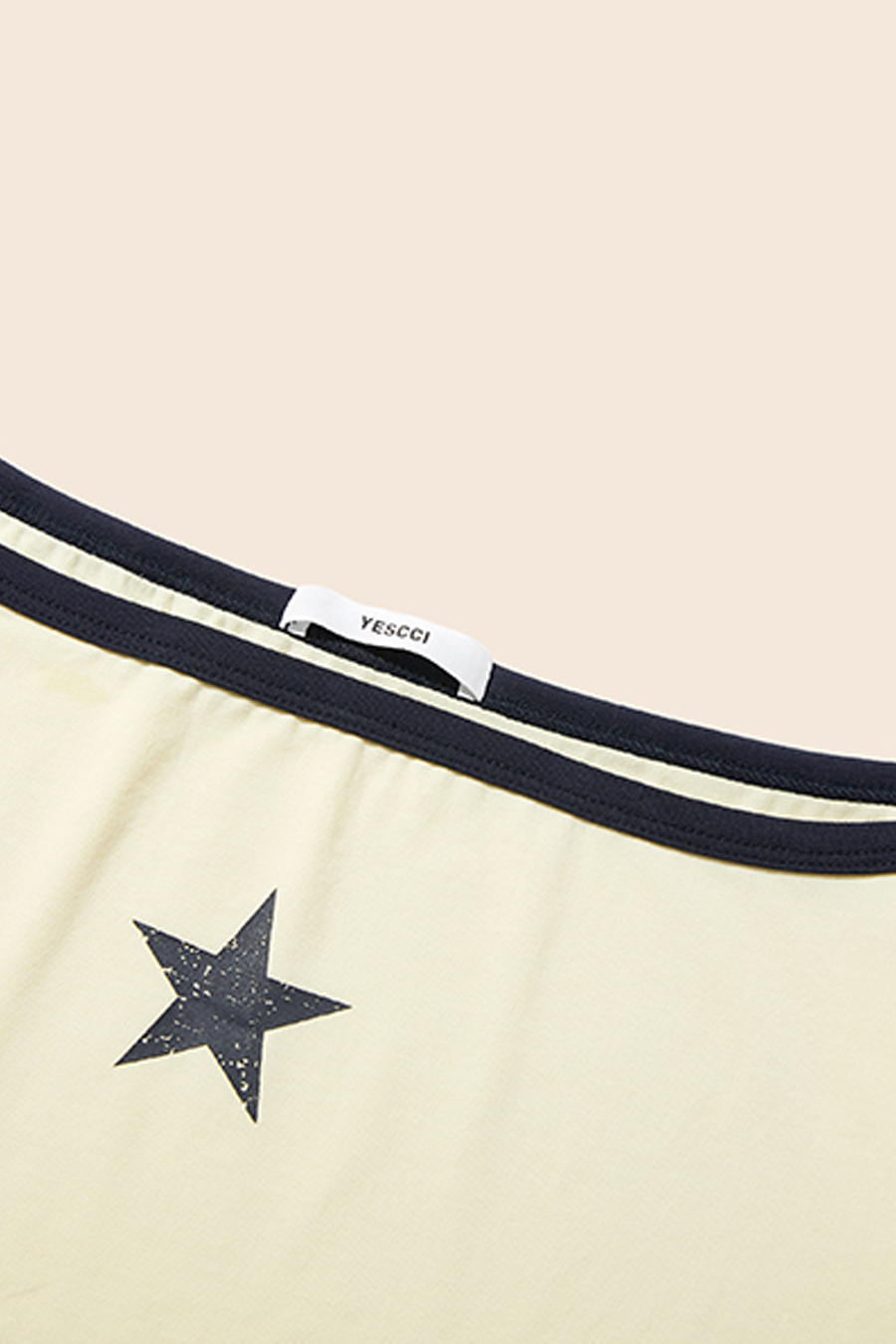 Star Print Off-Shoulder Tee|yescci-YESCCI.com