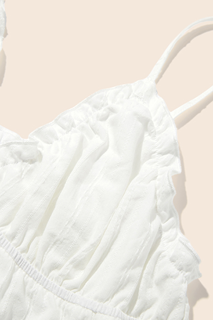 Ruffled V-Neck Babydoll Cami|yescci-YESCCI.com