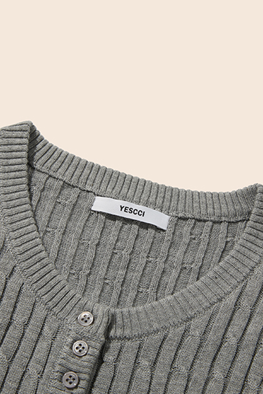 Henley Cable Knit Sweater|yescci-YESCCI.com