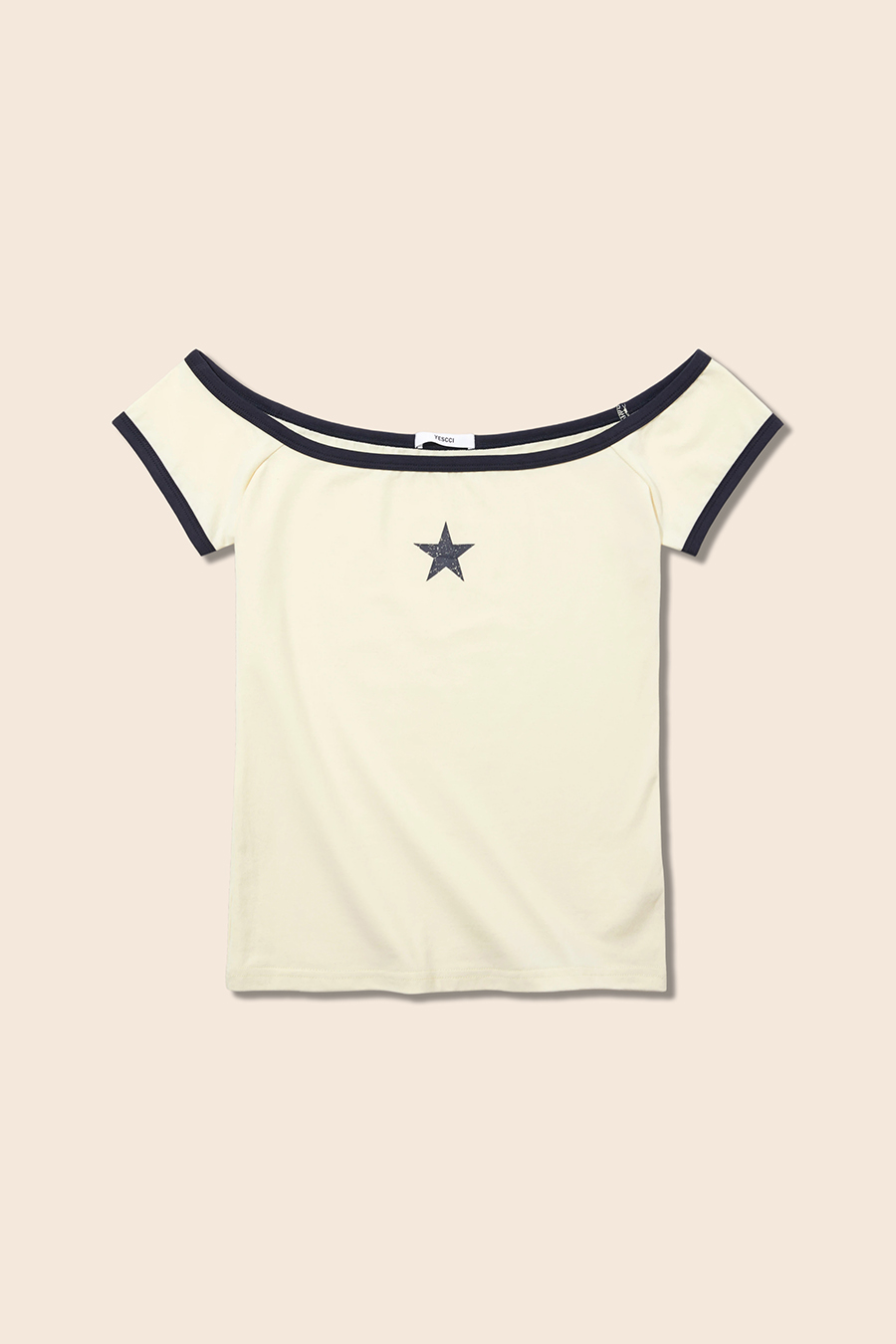 Star Print Off-Shoulder Tee|yescci-YESCCI.com