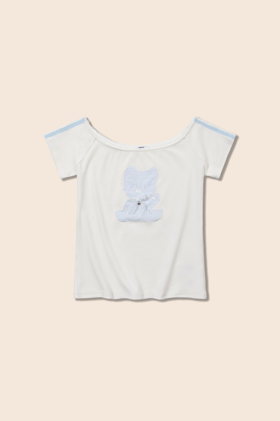 Cute Animal Patch Off-Shoulder Tee|yescci-YESCCI.com