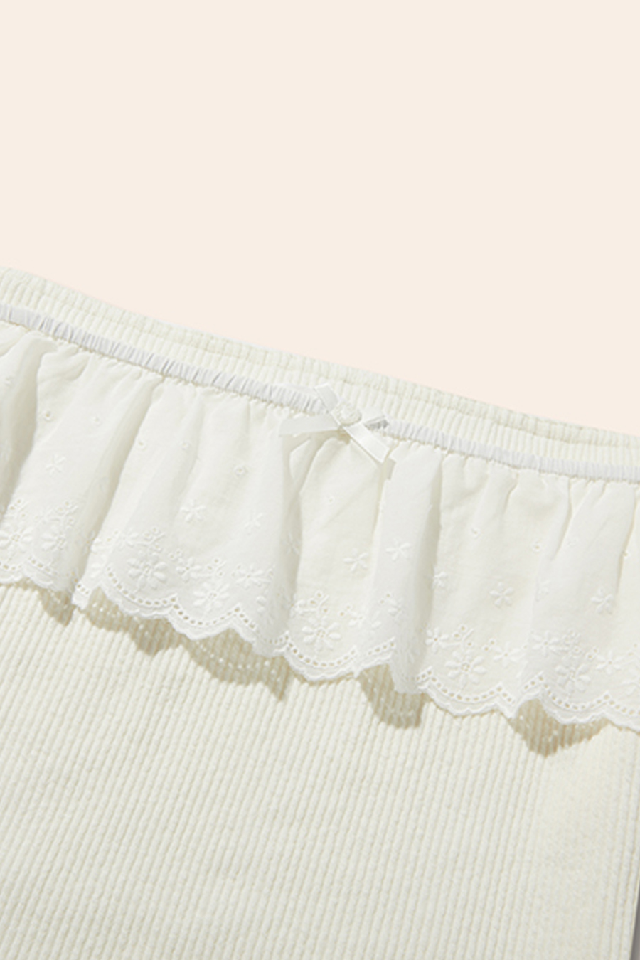 Eyelet Lace Ruffle Off-Shoulder Top|yescci-YESCCI.com