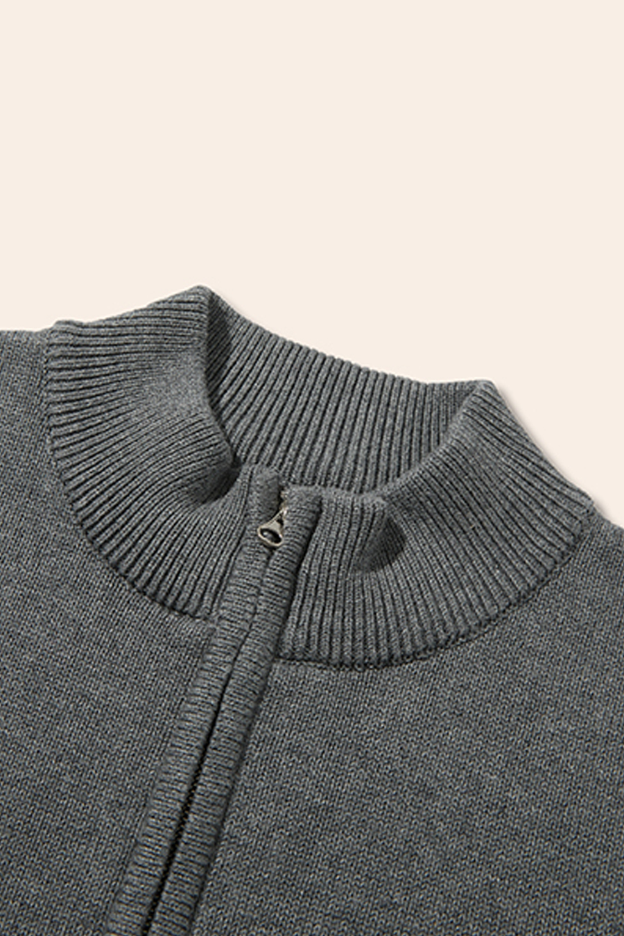Mock Neck Zip-Up Knit Cardigan|yescci-YESCCI.com