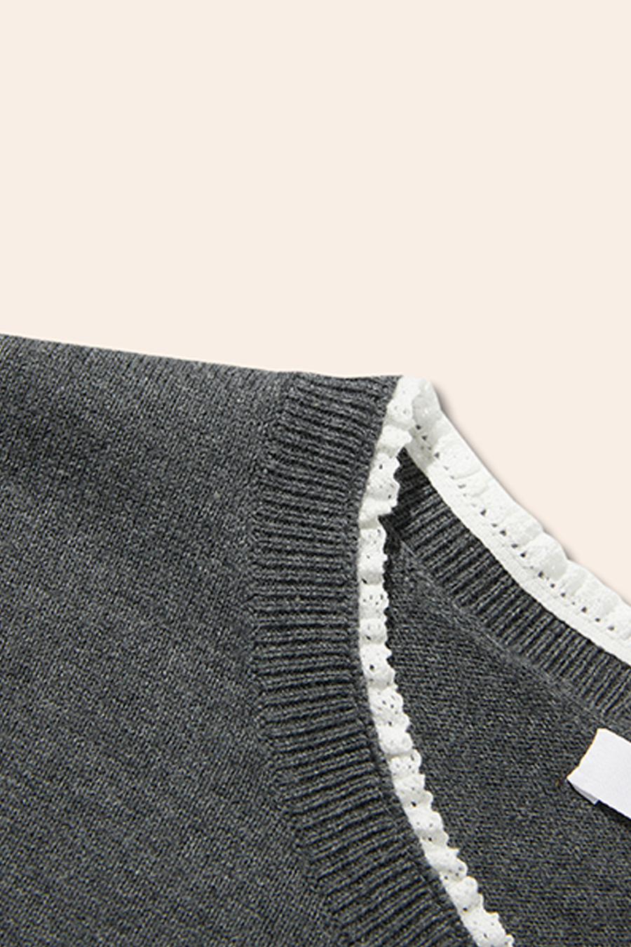 Lace Trim Neckline Knit Cardigan|yescci-YESCCI.com