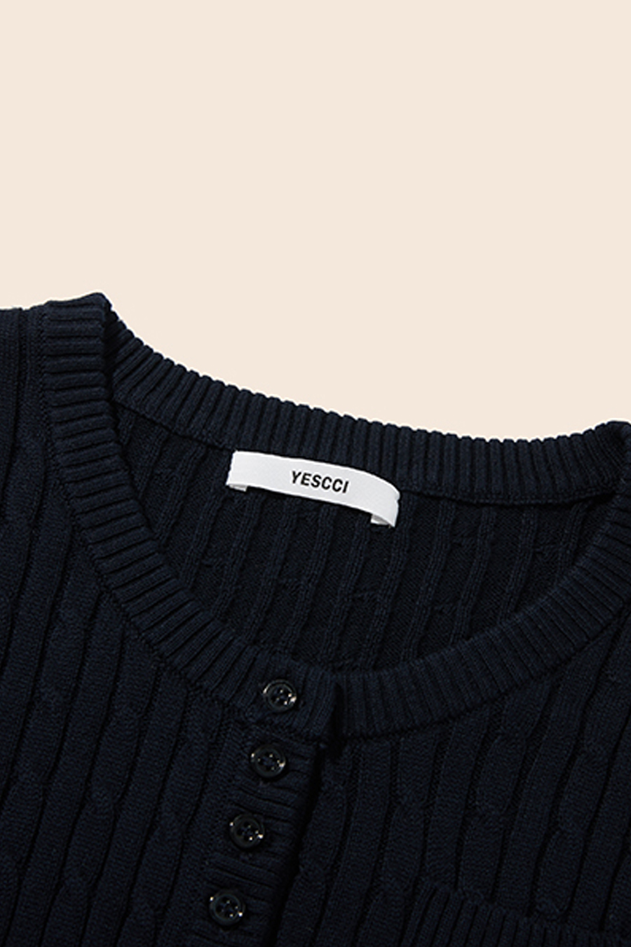 Henley Cable Knit Sweater|yescci-YESCCI.com