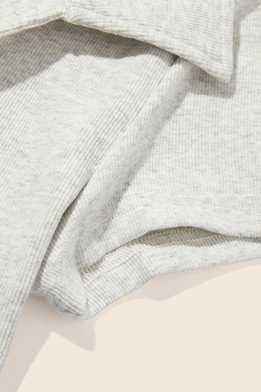 Button Placket Ribbed Polo Tee|yescci-YESCCI.com