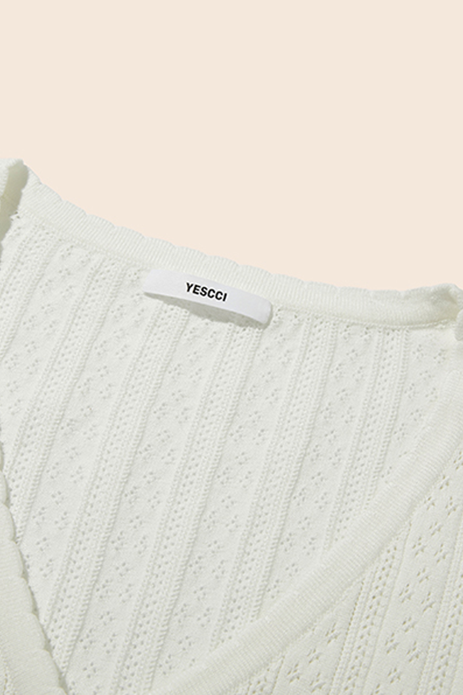 Scallop Trim Button Knit Top|yescci-YESCCI.com