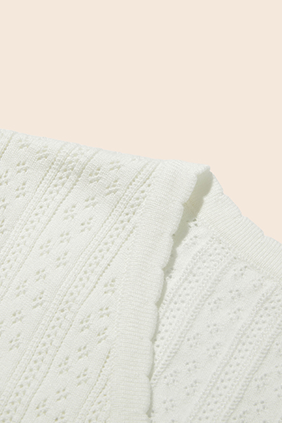Scallop Trim Button Knit Top|yescci-YESCCI.com