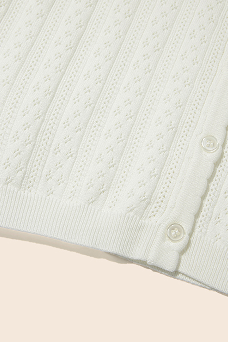 Scallop Trim Button Knit Top|yescci-YESCCI.com