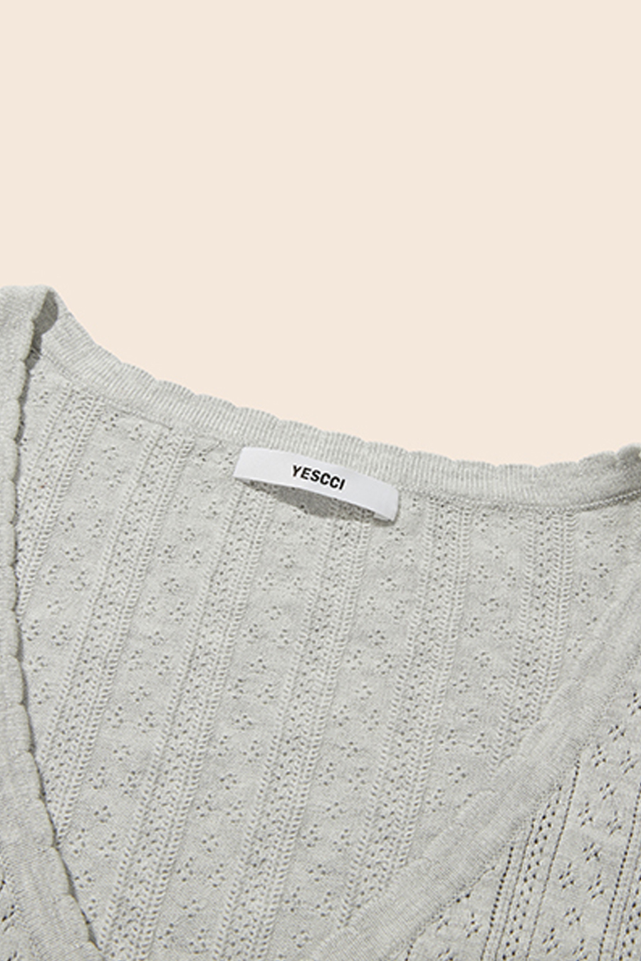 Scallop Trim Button Knit Top|yescci-YESCCI.com