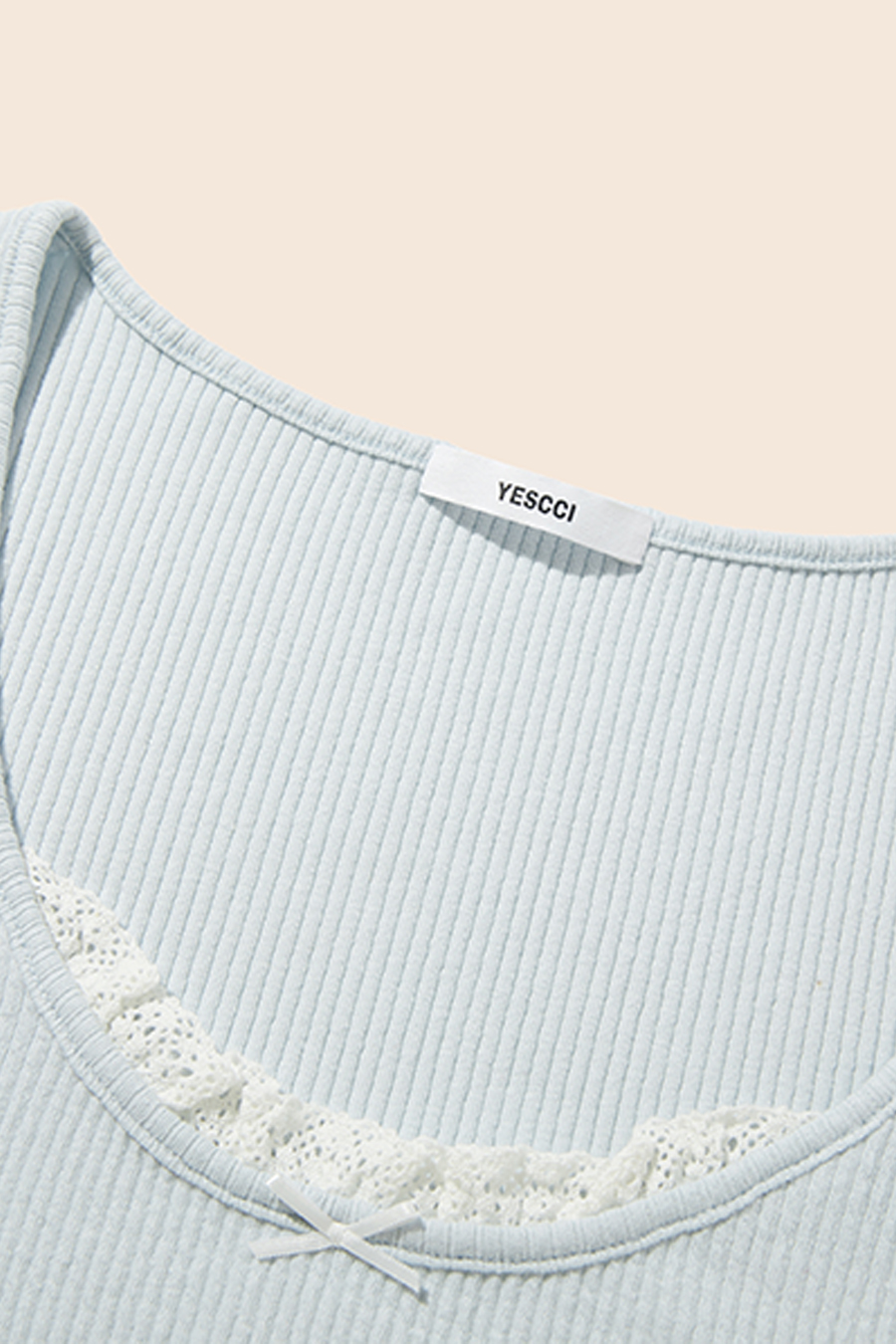 Sweet Lace Trim Ribbed T-Shirt|yescci