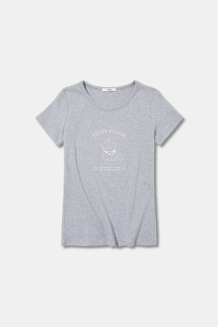 U-Neck Puppy Graphic Top|yescci