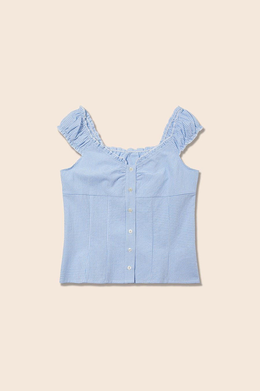 Preppy Gingham Ruffle Strap Cami|yescci