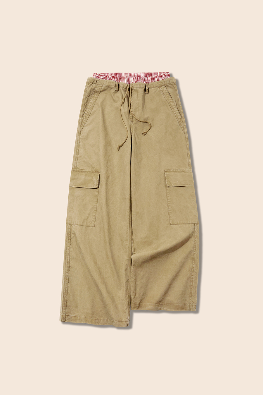 Double Waistband Wide Leg Cargo Pants|yescci