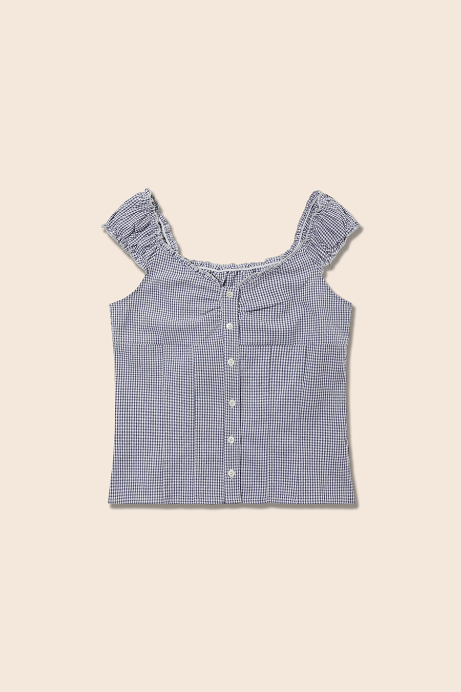 Preppy Gingham Ruffle Strap Cami|yescci