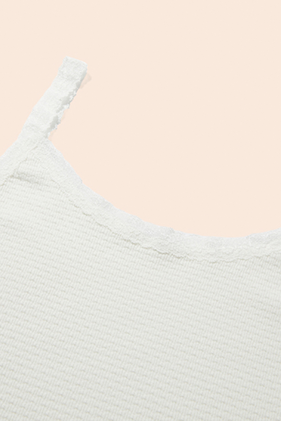 Lace Trim Waffle Knit Cami Top|yescci-YESCCI.com