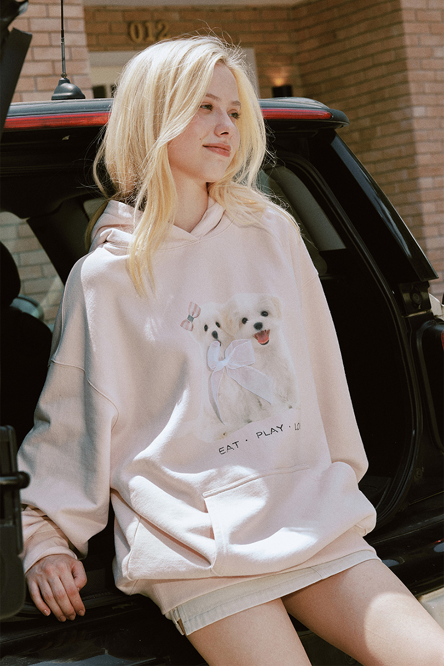 Dog Print Bow Hoodie|yescci-YESCCI.com