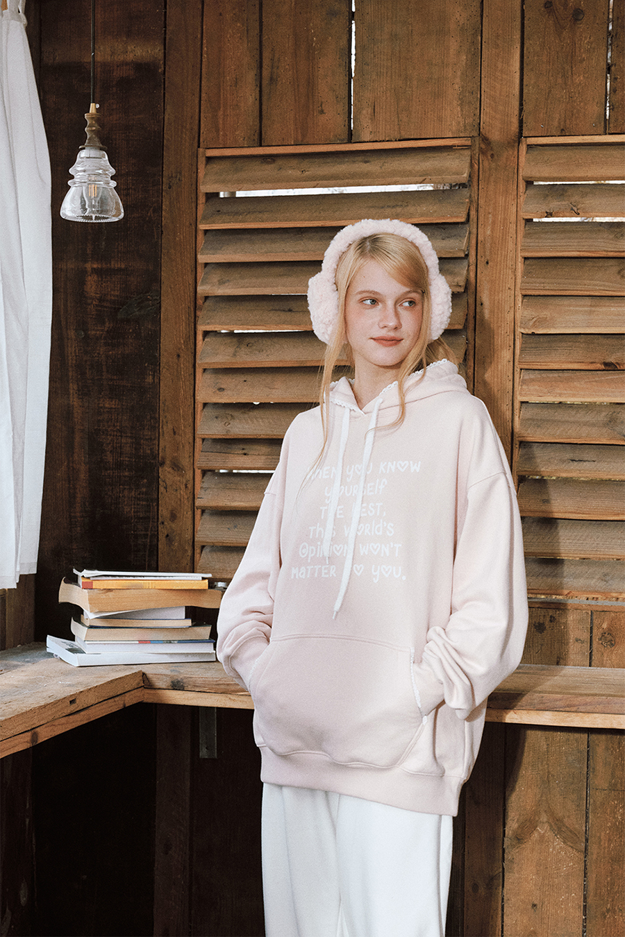 Print Lace Trim Hoodie|yescci-YESCCI.com