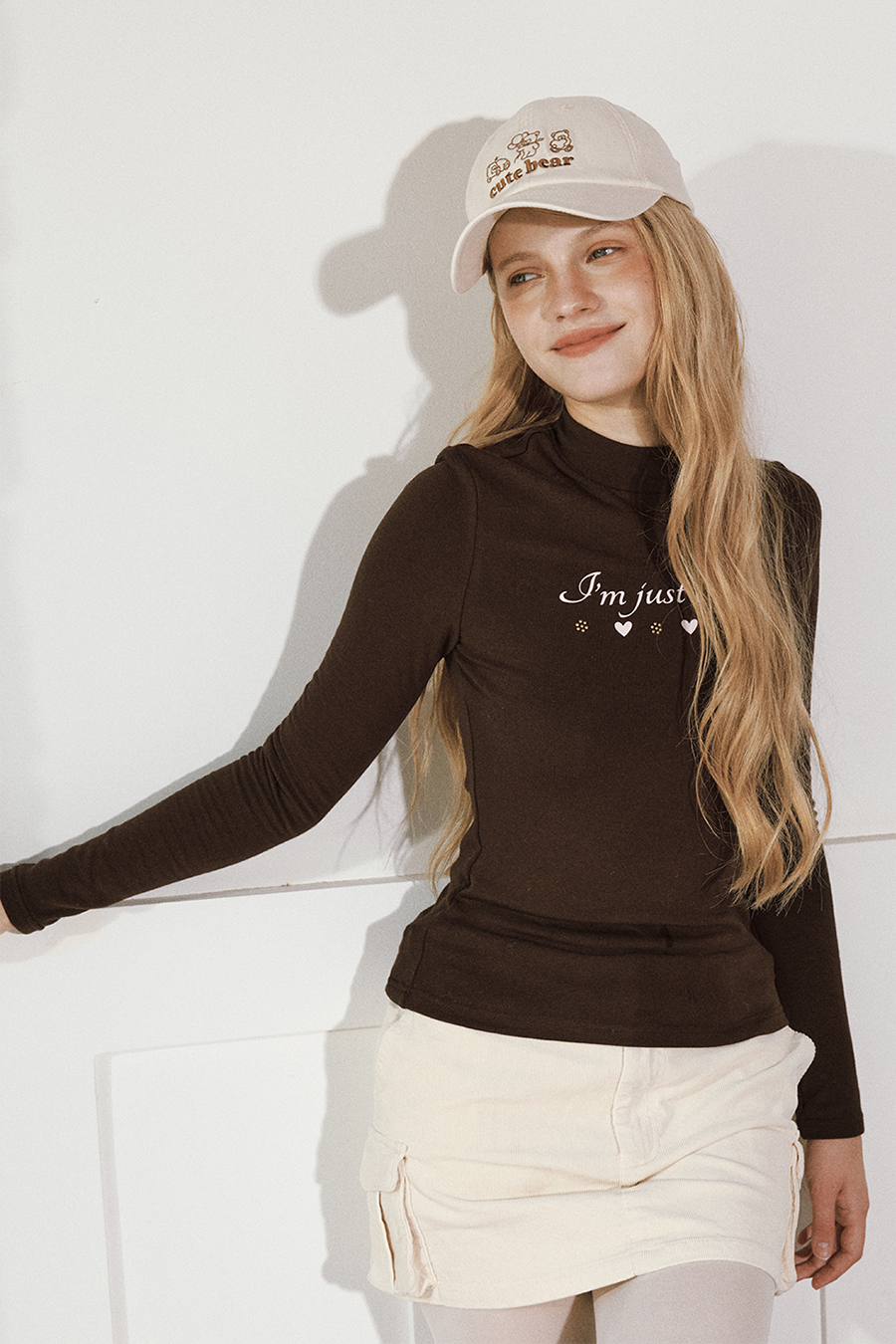 Casual Heart Print High Neck Top|yescci-YESCCI.com