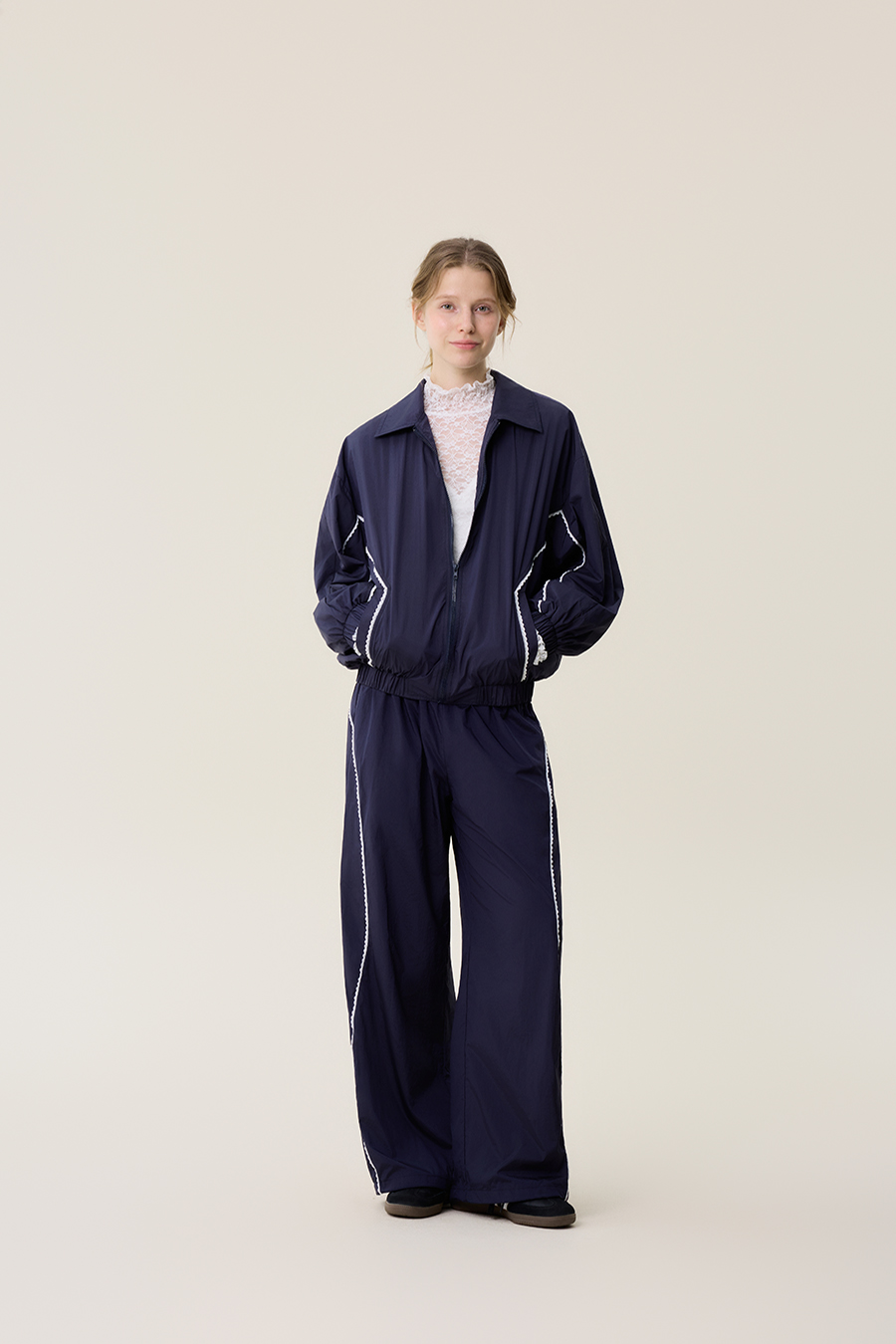 Contrast Trim Track Jacket|yescci-YESCCI.com