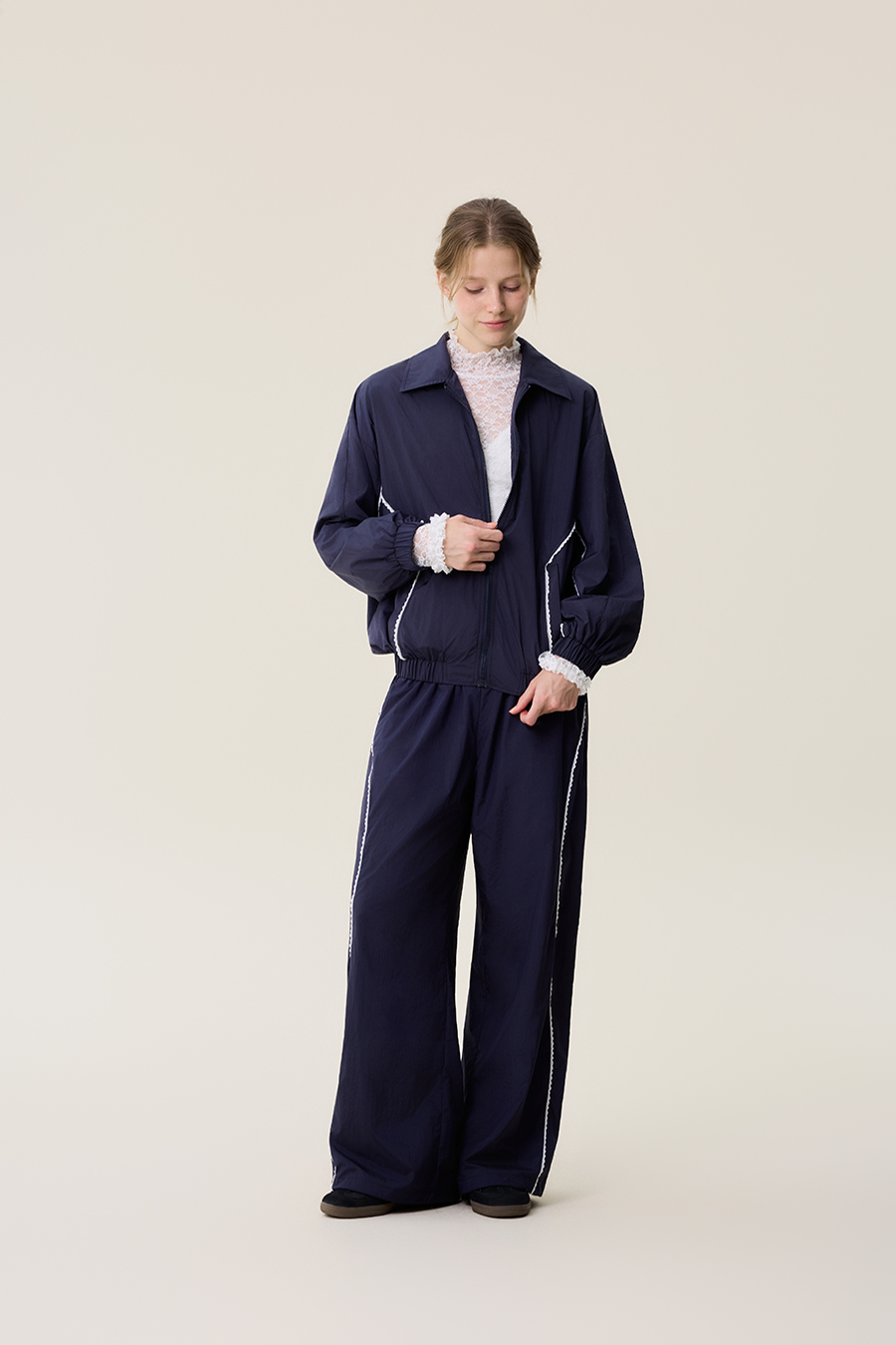 Contrast Trim Track Jacket|yescci-YESCCI.com