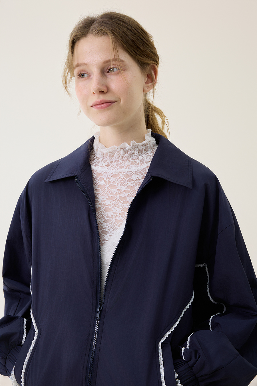 Contrast Trim Track Jacket|yescci-YESCCI.com