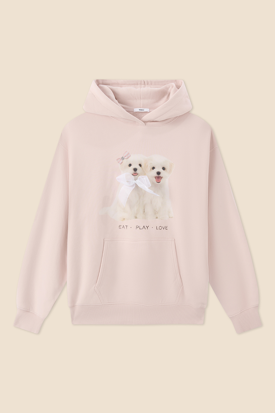 Dog Print Bow Hoodie|yescci-YESCCI.com