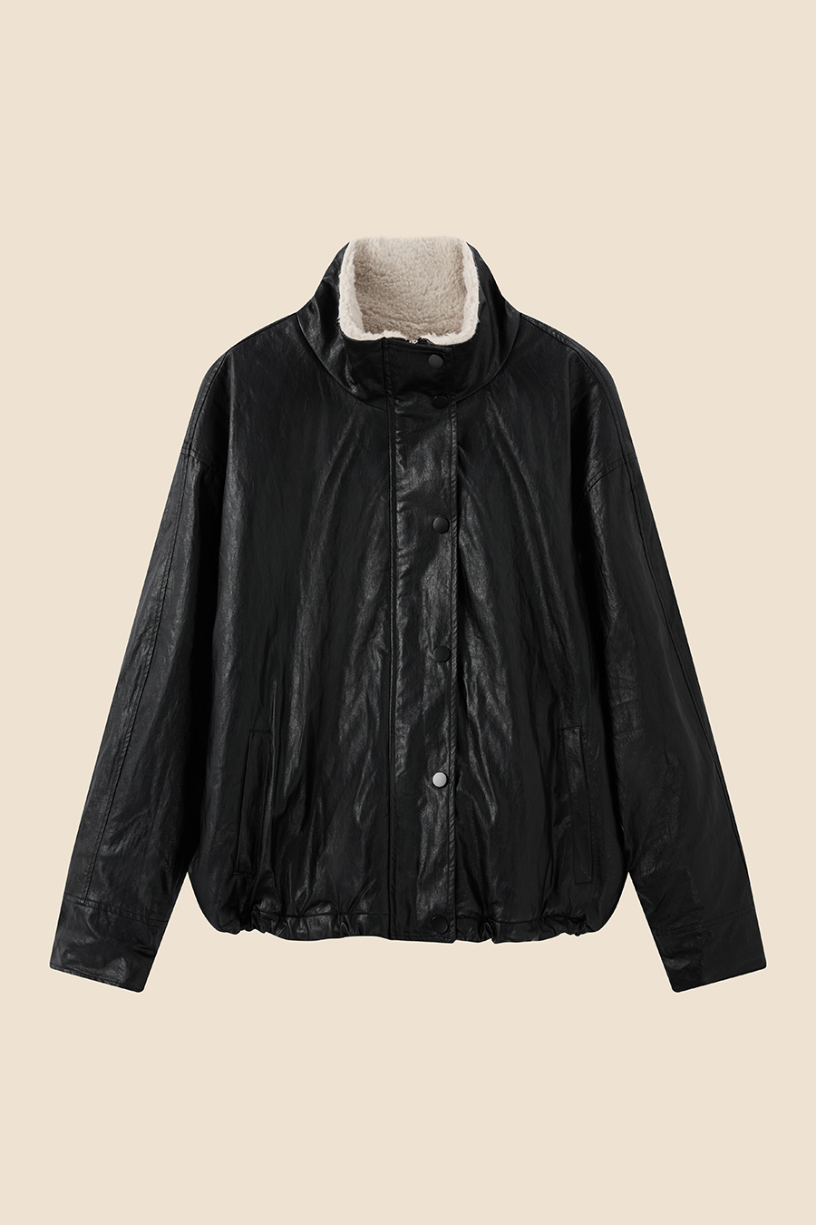Shearling Lined Leather Jacket|yescci-YESCCI.com