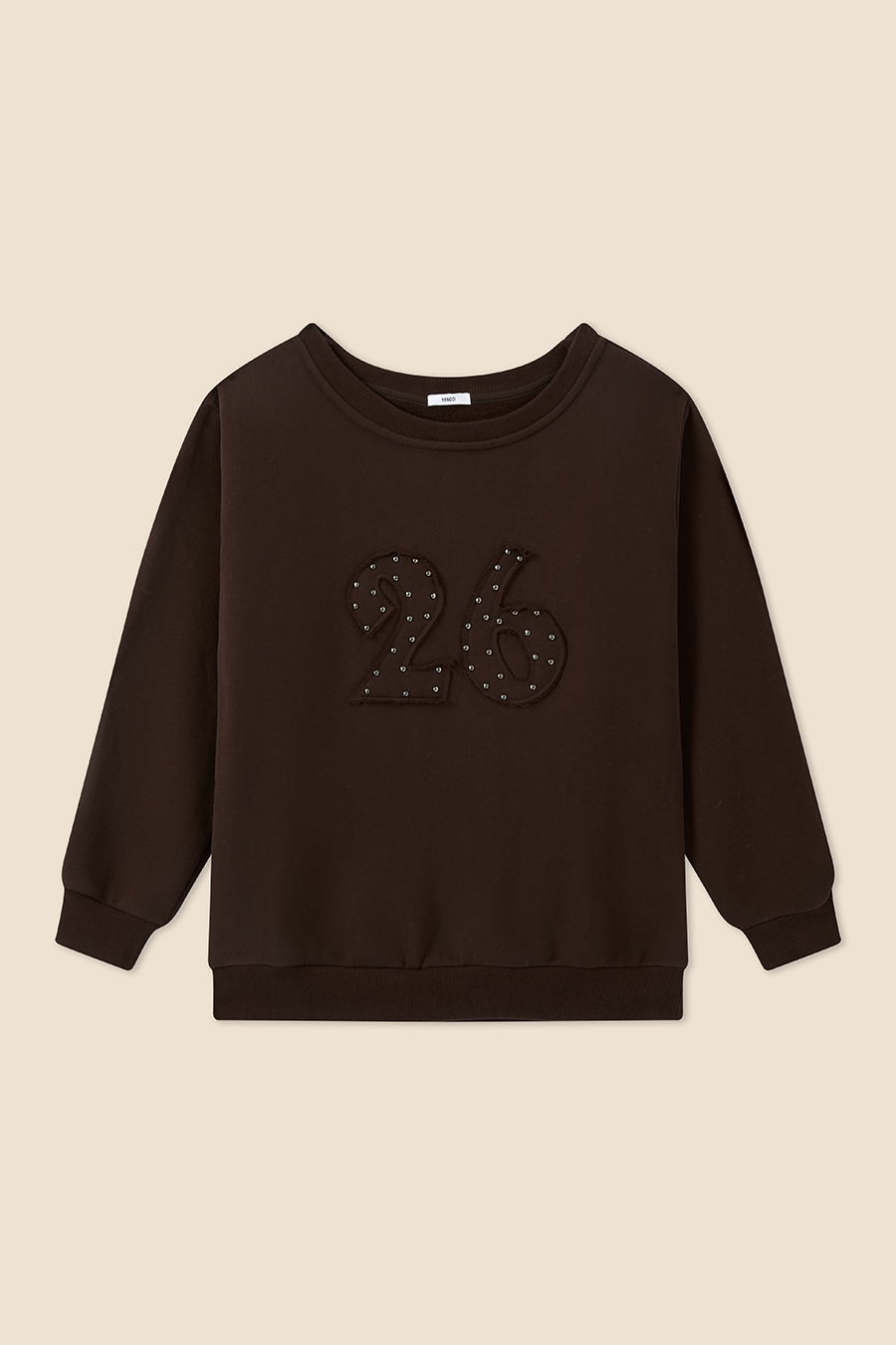 Studded Applique Crewneck|yescci-YESCCI.com