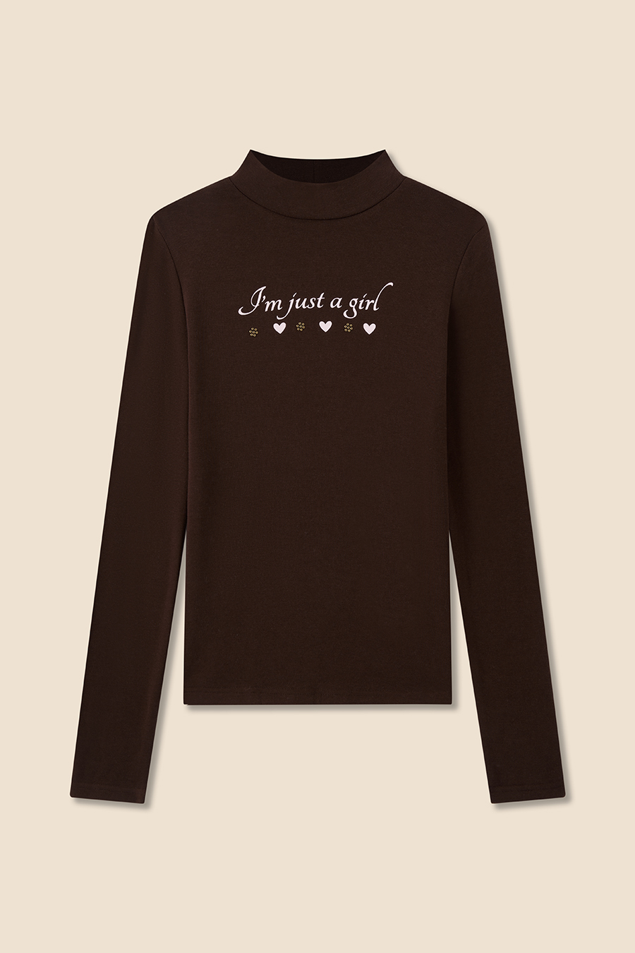 Casual Heart Print High Neck Top|yescci-YESCCI.com