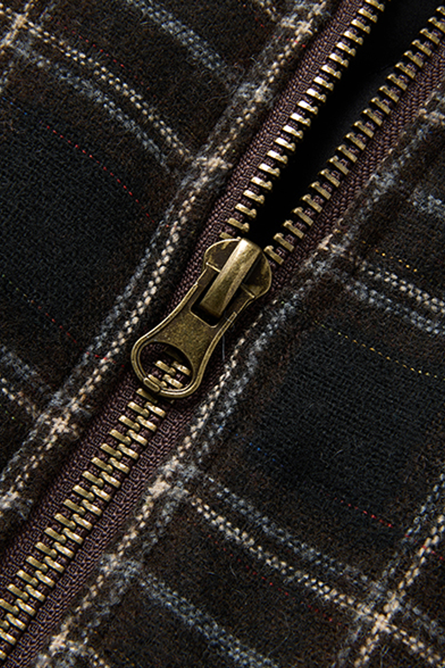 Checkered Fur Collar Hoodie|yescci-YESCCI.com