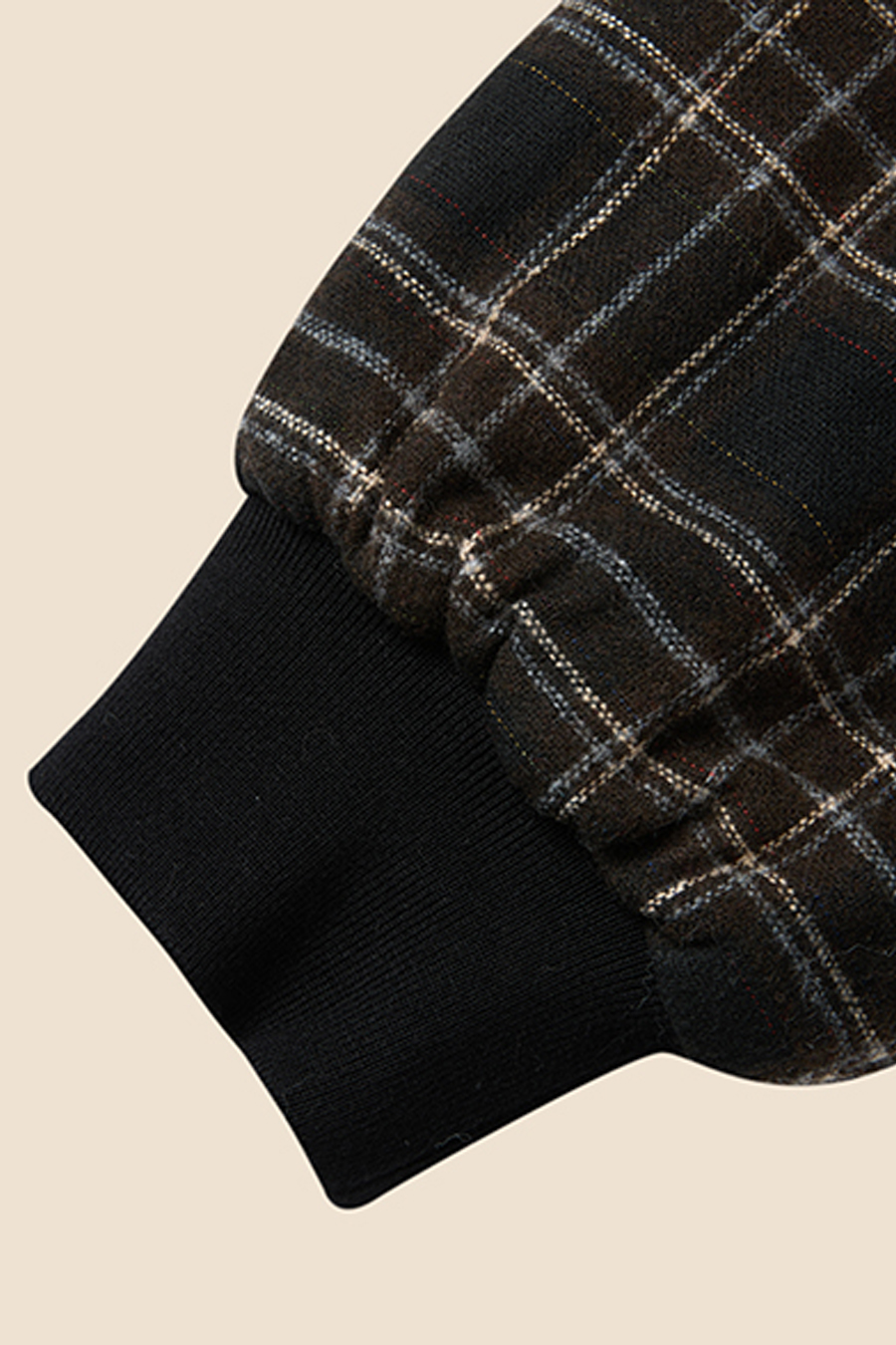 Checkered Fur Collar Hoodie|yescci-YESCCI.com