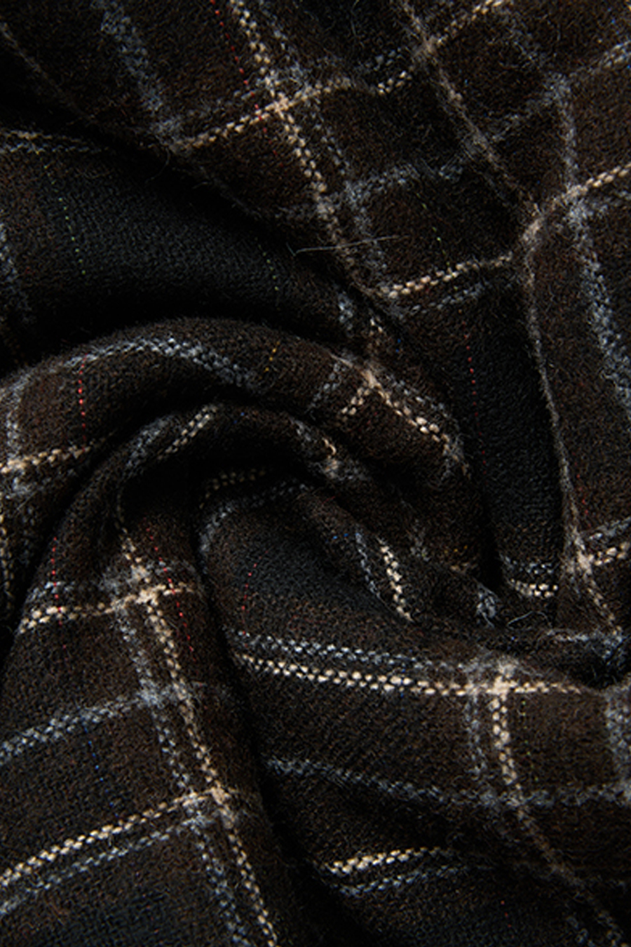Checkered Fur Collar Hoodie|yescci-YESCCI.com