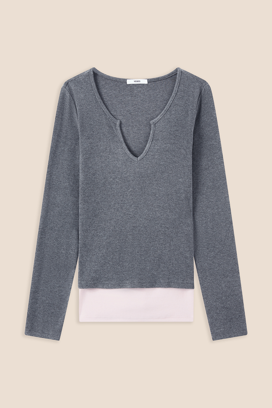 Layered V-Neck Long Sleeve Top|yescci-YESCCI.com