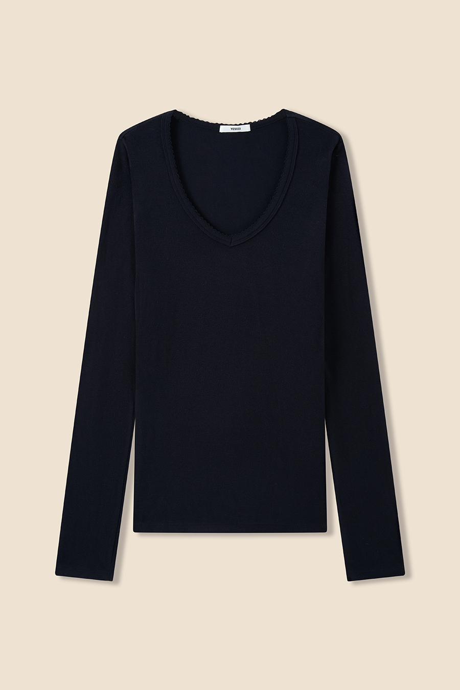 V-Neck Long Sleeve Top|yescci-YESCCI.com